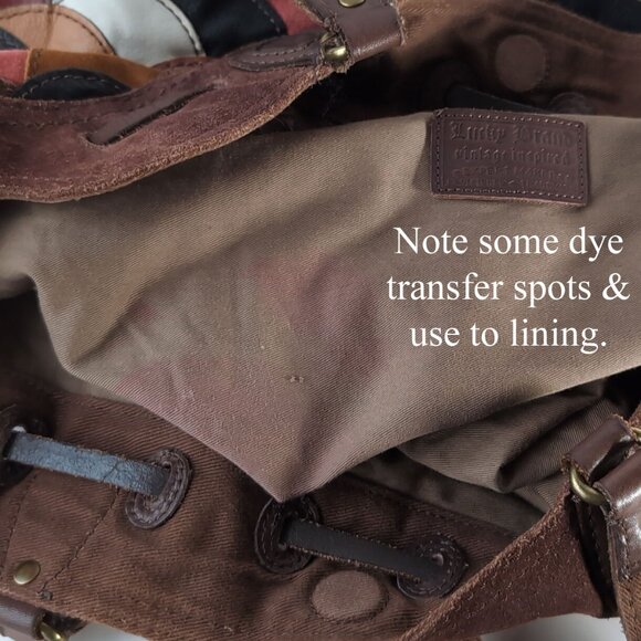 VINTAGE LUCKY BRAND Bag Large Multicolor Patchwork Leather Hobo 20" - Picture 8 of 10